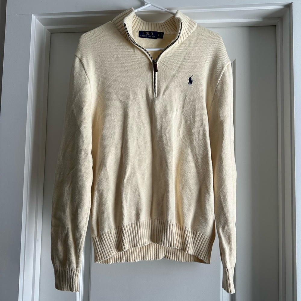 Polo by Ralph Lauren Zip-Up Cream Sweater